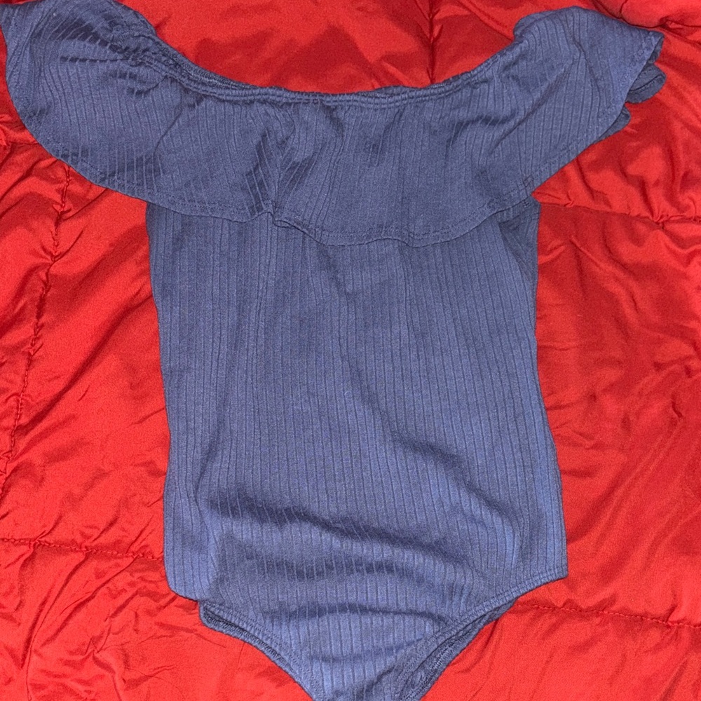 Kendall & Kylie Off-Shoulder Blue Bodysuit